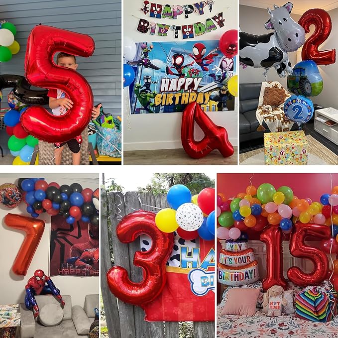 40 inch Number Balloon 0-9 Red Large Number 9 Balloons,Digital Balloons for Birthday Party Celebration Decorations Supplies, Helium Foil Number Balloons for Wedding Anniversary