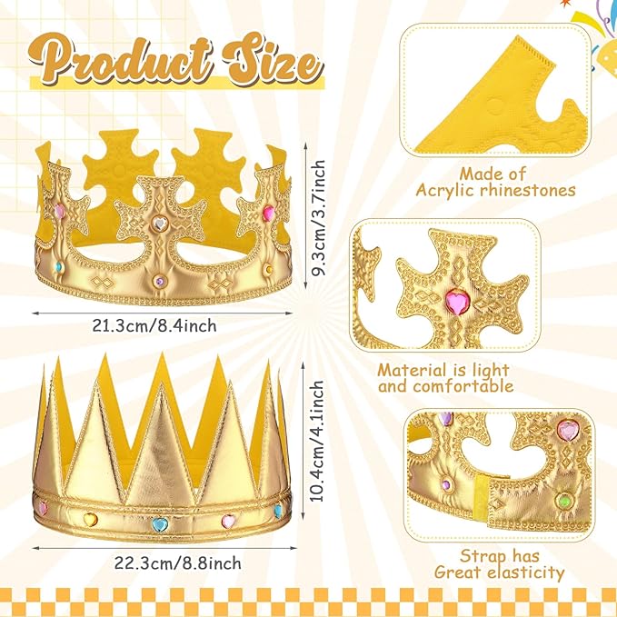 Yaomiao 66 Pieces Foam Princess Tiaras DIY Crowns Kids Party Favors Craft Crystal Diamond Sticker Girls Making Your Own Tiara (66 Pcs,Gold,Stylish Style)