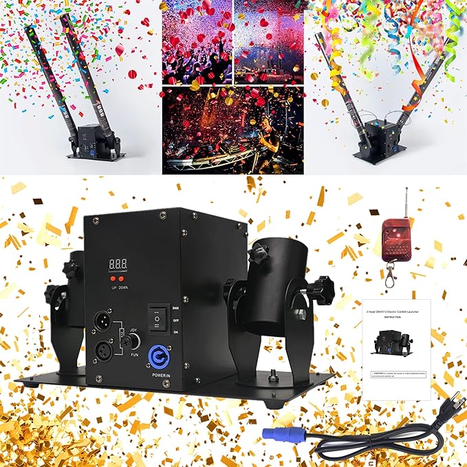 Electric Confetti Launcher Confetti Shooter with Wireless Remote for DJ Party Nightclub Wedding Stage Concert Event Show
