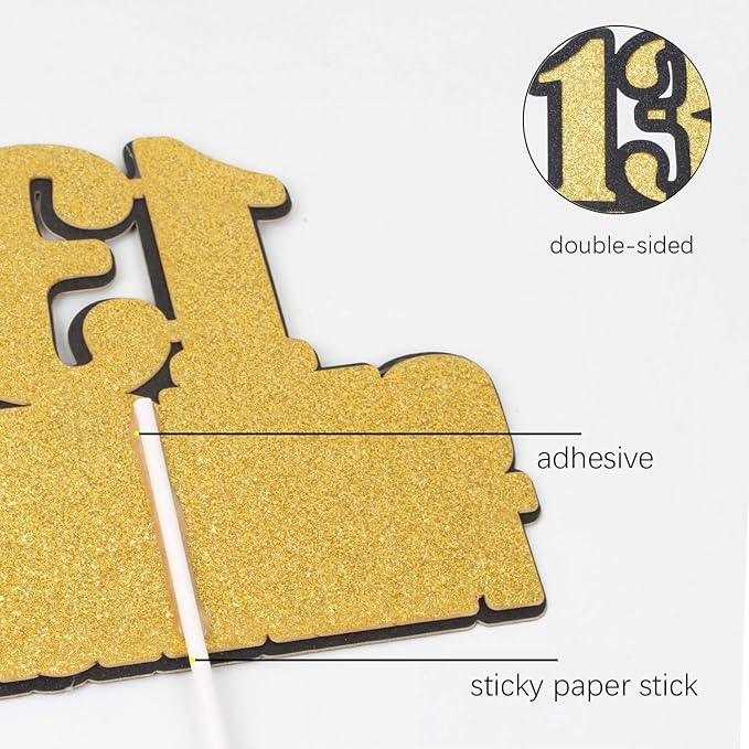 OFFICIAL TEENAGER 13 Birthday Cake Topper - Video Game Boy's 13th Birthday Gold Glitter Cake Supplies - Thirteen Years Old Birthday Party Decoration