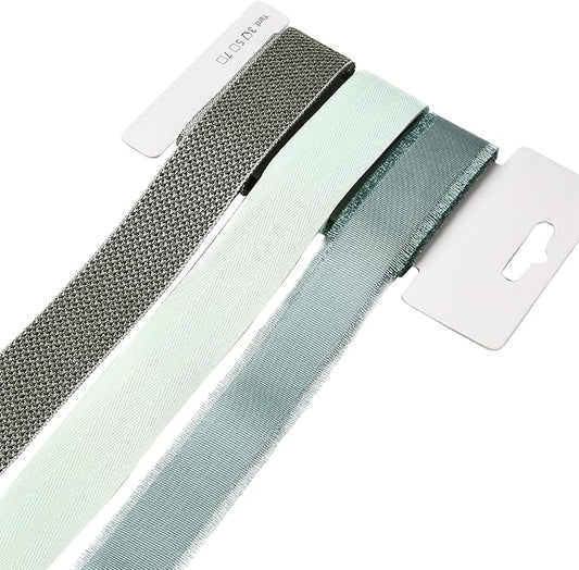 BEEFLYING 3 Styles 9 Yard Green Wire Edged Ribbons Wrapping Deco 25~28mm×2.7m Herringbone Ribbons Satin Ribbons for Wedding Party Deco Hair Bows Flower Designs Sewing and Craft