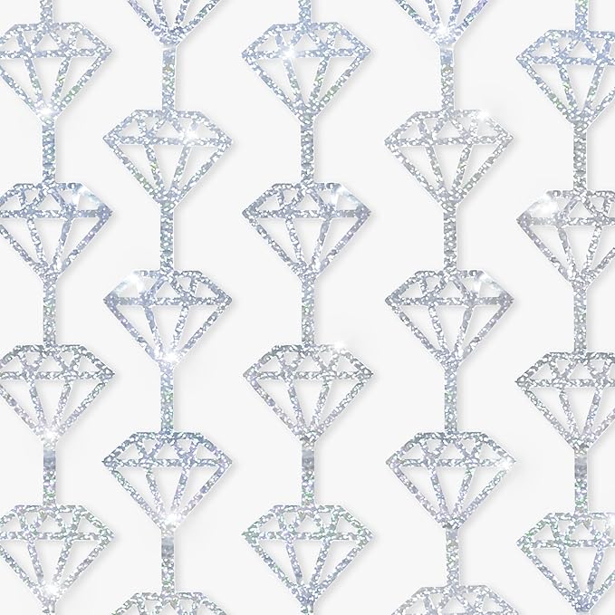 KatchOn, Holographic Silver Foil Diamond Curtains - Pack of 2 | Diamond Backdrop Curtain | Silver Diamond Garland, Denim and Diamonds Party Decorations | New Years Eve Party Supplies 2026