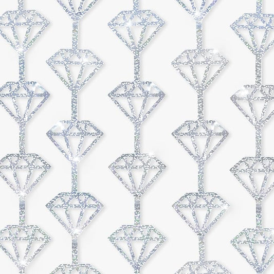 KatchOn, Holographic Silver Foil Diamond Curtains - Pack of 2 | Diamond Backdrop Curtain | Silver Diamond Garland, Denim and Diamonds Party Decorations | New Years Eve Party Supplies 2026