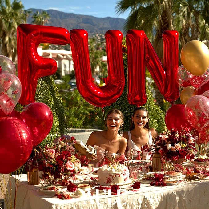 AULE red Letter Balloons M 40Inch Large Giant big Foil Mylar red M Balloon for Birthday Aniversary Party Decorations