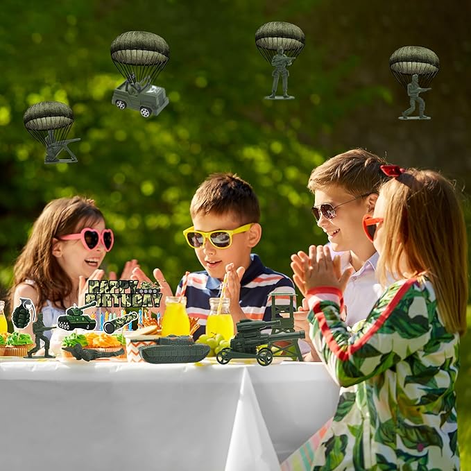 35pcs Camo Cake Cupcake Toppers Camouflage Cake Decorations Army Military Party Supplies with Camo Happy Birthday Cake Topper Army Men Tanks Vehicles for Army Military Themed Party Boys Girls Veteran