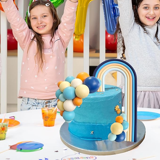 Blue Rainbow Cake Toppers Mini Balls Blue Orange Dog Cake Decorations for Birthday Baby Shower Party Supplies (Dark Blue)