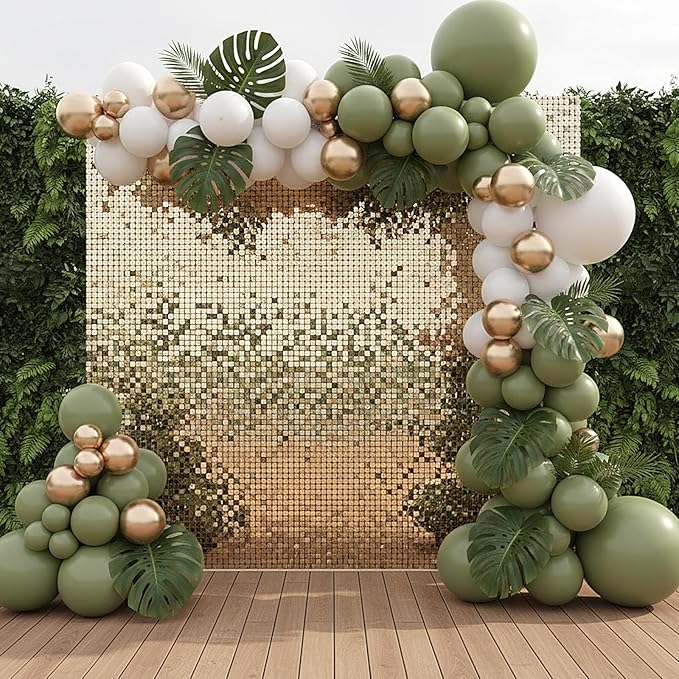 RUBFAC 135pcs Sage Green Balloons, Latex Olive Dusty Green Balloon Different Sizes 18 12 10 5 Inch for Garland Arch Birthday Party Graduation Baby Shower Wedding Safari Jungle Boho Decoration