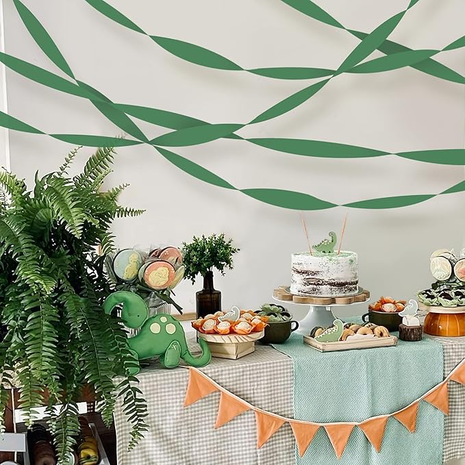 8 Rolls Crepe Paper Streamers, Hunter Green Streamers Party Decorations for Baby Shower Bridal Shower Wedding Jungle Dinosaur Themed Birthday Christmas Decorations