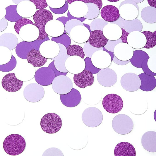 300pcs Glitter Purple Lavender White Confetti Graduation 2024 Gender Reveal Table Confetti Bridal Baby Shower Wedding Christmas Birthday Party Decoration Paper Dot Lasting Surprise