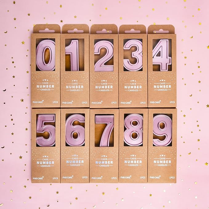 PHD CAKE 2.76 Inch Luxe Rose Gold 0 Number Birthday Candles, Rose Gold Number Candles, Cake Number Candles, Party Celebration