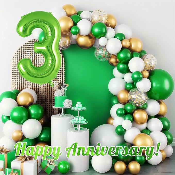 Green Number 3 Balloon 40 Inch, Big Large Foil Helium Number Balloons, Jumbo Giant Mylar Number 3 Balloons for 3 Third Birthday Party Decorations Supplies Anniversary Celebration