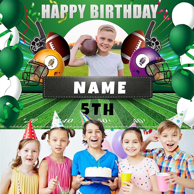 Custom Football Sports Happy Birthday Party Decoration Supplies Personalized Football Sports Birthday Backdrop Banner(4x6ft)