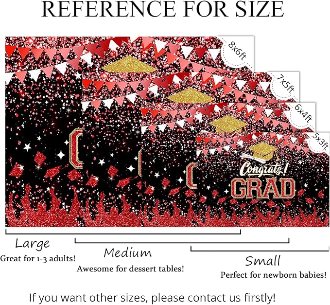 Mocsicka Graduation Party Decorations 2026 Congrats Grad Backdrops for Photography Bachelor Cap Congratulations Grad Photo Backdrop Graduation Prom Party Supplie (Red, 7x5ft (82x60 inch))