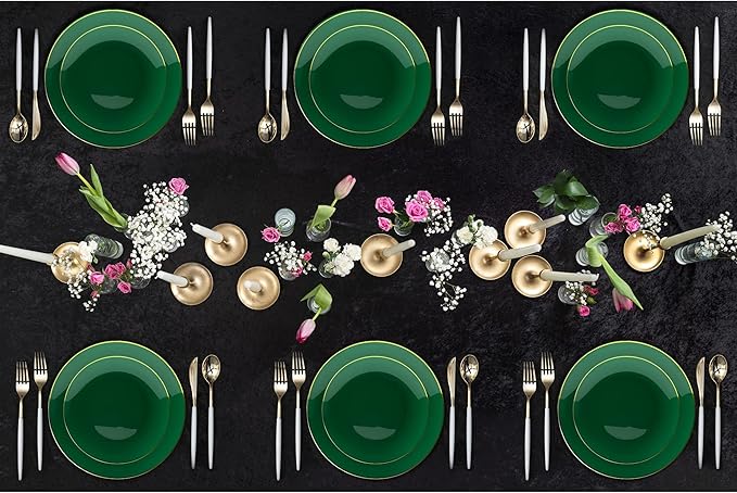 Trendables 120 Pack Disposable Silverware Set - Plastic Cutlery Dinnerware - Includes 40 - Forks - Spoons - Knives - White & Gold Plastic Silverware Utensils Party Set