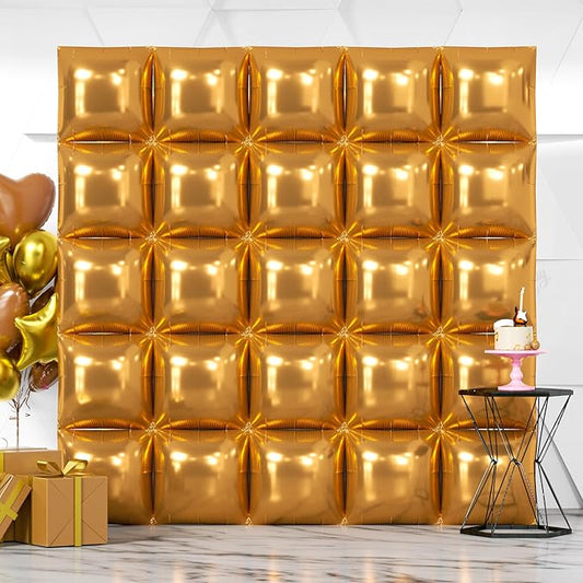NISOCY Thanksgiving Fall Balloons 25PCS Brown Square Foil Balloons Wall Backdrop Double Sided Balloon Tunnel Arch Kit for Birthday Baby Bridal Shower Wedding Graduation Anniversary Party Decorations