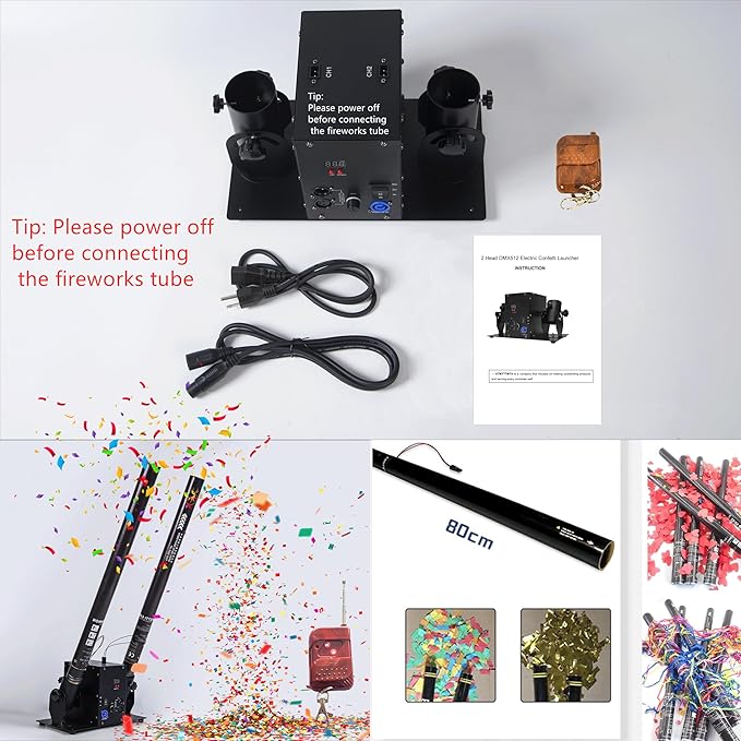 Electric Confetti Launcher Confetti Shooter with Wireless Remote for DJ Party Nightclub Wedding Stage Concert Event Show