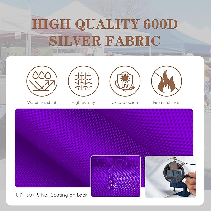 SCOCANOPY Commercial 10x10 Pop Up Canopy Replacement Cover Top with Air Vent,Canopy Cover ONLY, (Purple)