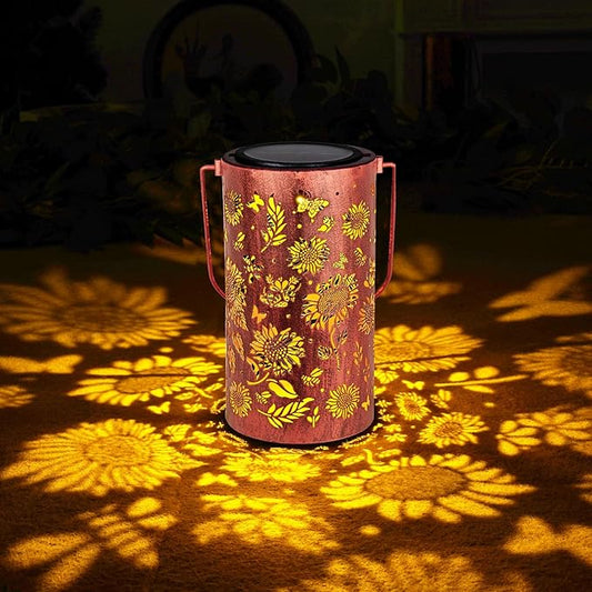 Homemory Solar Lanterns Outdoor Waterproof Birthday Gifts for Women Mom Grandma Sunflower, LED Solar Lights Metal Decoration Outside for Yard, Patio, Backyard, Porch, Lawn