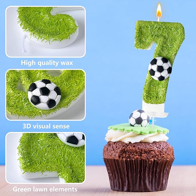 Birthday Candles Numbers，Soccer Birthday Decorations，Suitable for Girl and boy Cake Toppers, Wedding Cakes, Anniversaries, Party Celebrations, Birthday Decorations (Number 17)