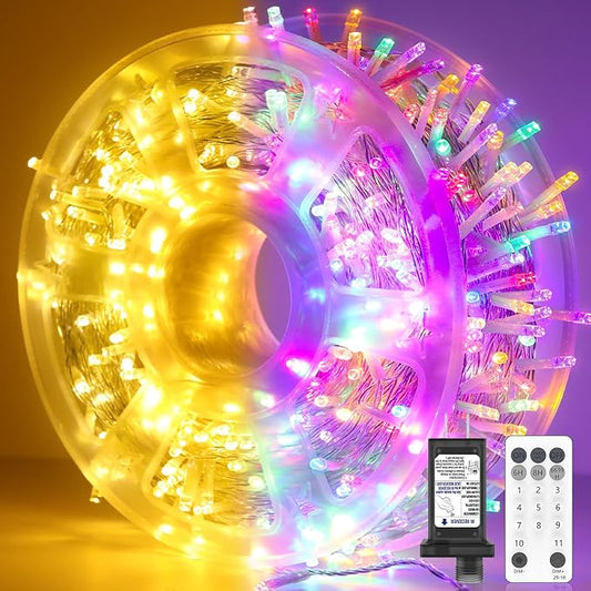 600 LED Christmas Lights Outdoor Waterproof, 246FT Twinkle Lights, Color Changing String Lights with 11 Lighting Modes, Timing, Christmas Decoration-Multicolor to Warm White