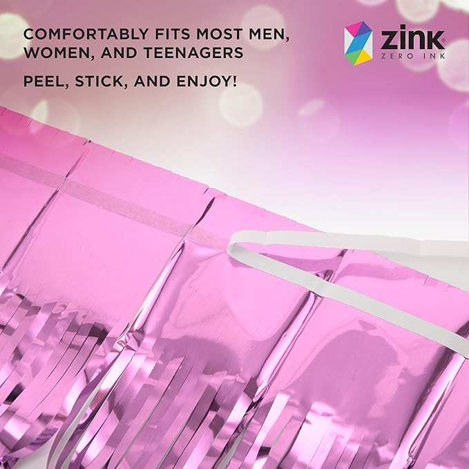 Zink 2 Pack 3.28 Ft x 6.56 Ft Pink Foil Curtain Backdrop - Tinsel Streamers for Photo Booth, Birthday Party, Wedding, Graduation, Holiday Decorations