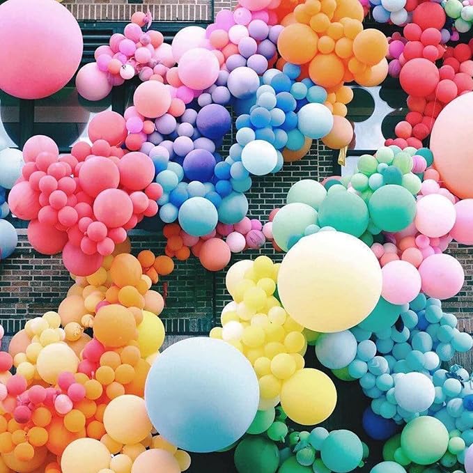 CANREVEL 129pcs Rainbow Balloon Arch Kit 18 12 10 5 Inch, Colorful Balloons Assorted Colors for Baby Shower Encanto Birthday Wedding Anniversary Bridal Shower Party Decoration