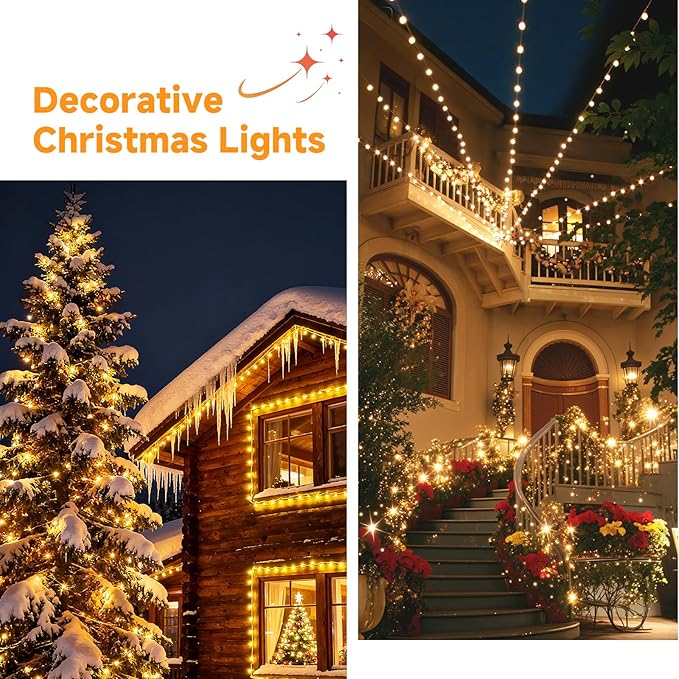 Mlambert 1200 LED Christmas Lights 394FT, Outdoor Waterproof Dimmable Fairy Lights with Remote, 8 Modes Indoor Lighting for Holiday Décor, Warm White