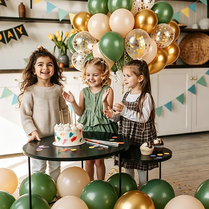 Sage Green Balloons Green and White balloon, 60 Pcs 12 Inch Latex Confetti Metallic Balloons with 1 Ribbon, Green and Gold Balloon for Birthday Wedding Bridal Shower Party Decorations
