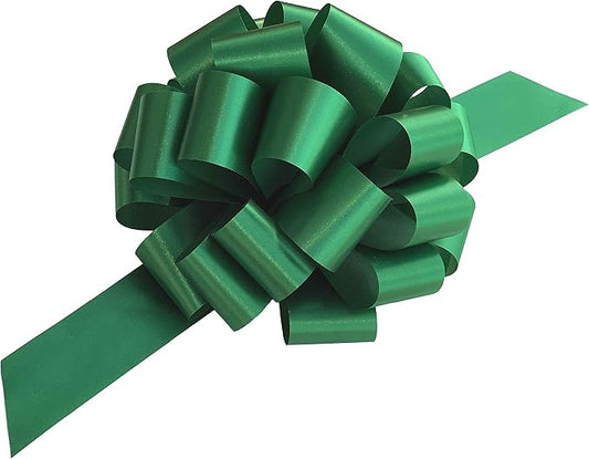 Large Emerald Green Pull Bows - 9" Wide, Set of 6, Christmas Wrapping, Gift Basket, Presents, Wreath, Fundraiser, Decoration, Classroom, Mardi Gras, St. Patrick's Day, Easter