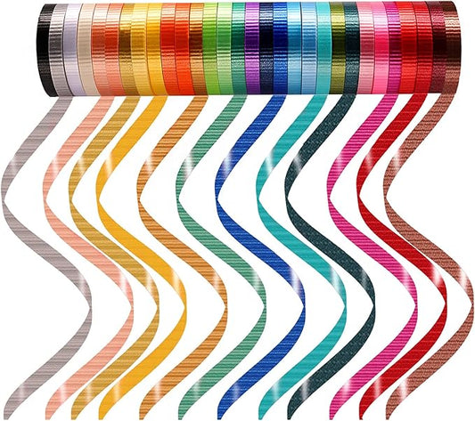 30 Roll Curling Ribbon Vivid Gift Wrapping Ribbons 30 Kinds Colors for Valentines Decor Crafts Bows Present Wrapping Florist Wedding Party Festival Arts, 11 Yards Per Roll, 3/16 Inch Wide 3/16" - Set4