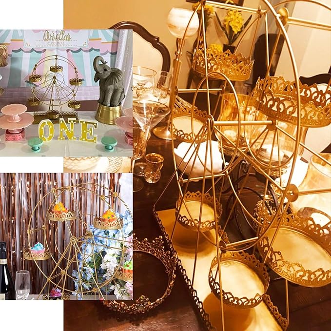 Efavormart 2 Sets of Large Metallic Gold Bird Cage Wedding Centerpiece Table Party Decor All Occasions - 9",13" Tall