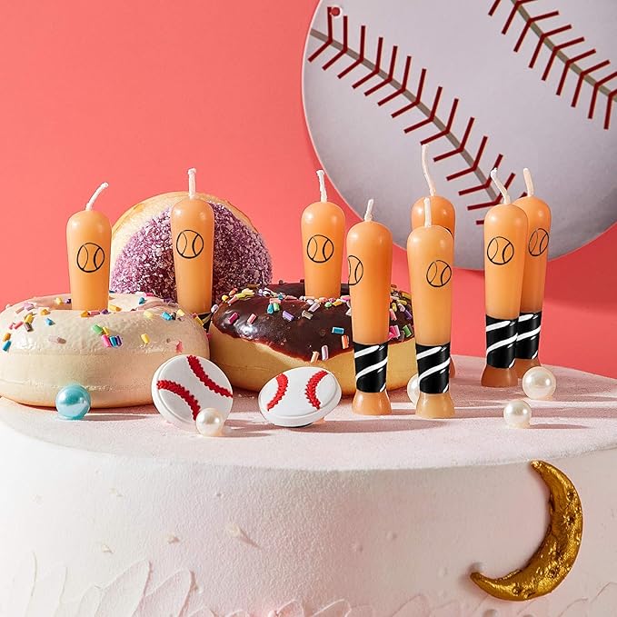 18 Pieces Baseball Bat Candle Baseball Sports Birthday Candle Baseball Cake Cupcake Candle for Birthday Baby Shower Baseball Fans Wedding Party Supply