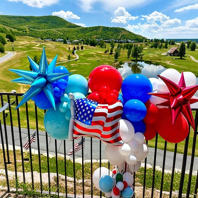 Lukiituke Red and Blue Balloon Arch Kit, 134Pcs Red White and Blue Balloons, 4 Sizes 4th of July Balloons for Independence Day Patriotic Memorial Day Birthday Party Decorations