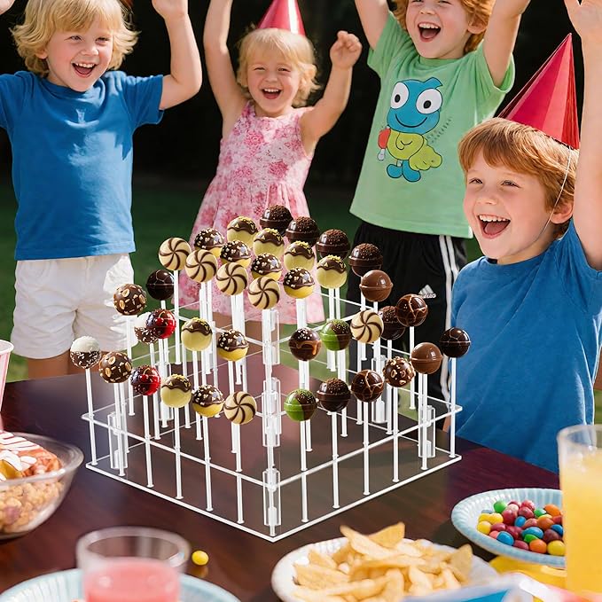 YestBuy Cake Pop Display Stand For Drying, 56 Hole Cake Pop Holder , 3 Tiered Lollipop Holder For Party Candy Bar Dessert Table
