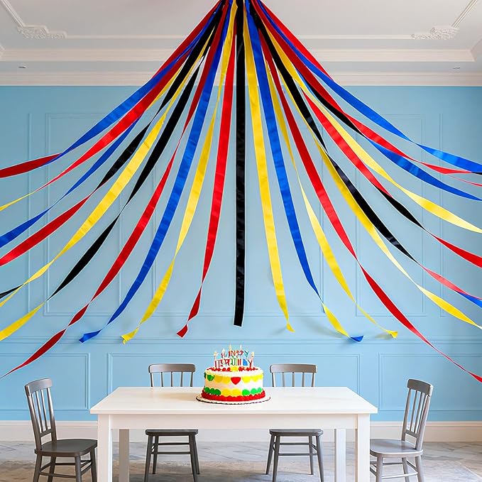 Cartoon Hedgehog Themed Decorations, 8 Rolls Red Blue Crepe Paper Streamers, Yellow Pin Black Streamer Party for Boys Kids Carnival Circus Birthday Party Decorations
