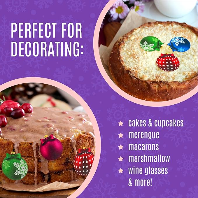 Sugar Robot Edible Wafer Paper Christmas Ornaments - Edible Cake Decorations - Cupcake Toppers - Cake Topper - Premium Crafted in USA - 24 Pcs Pack