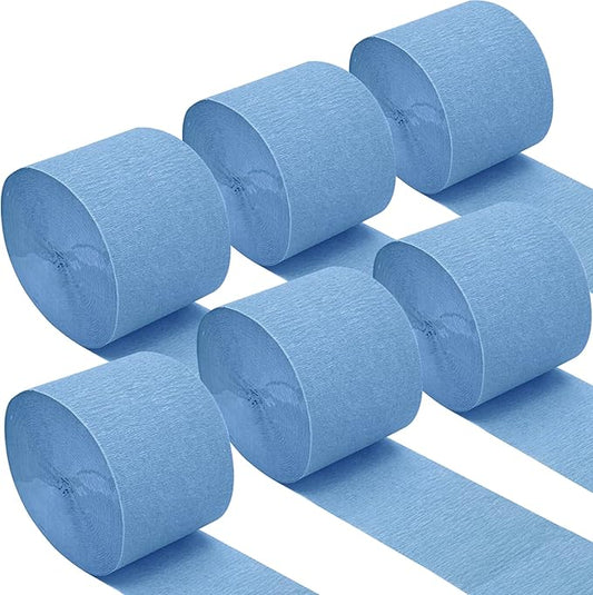Oun Nana Dusty Blue Crepe Paper Streamers Party Decorations, 6 Rolls 738 Ft Party Streamers for Birthday, Baby Shower, Wedding, Graduation, Backdrops, Ceilings and DIY Crafts