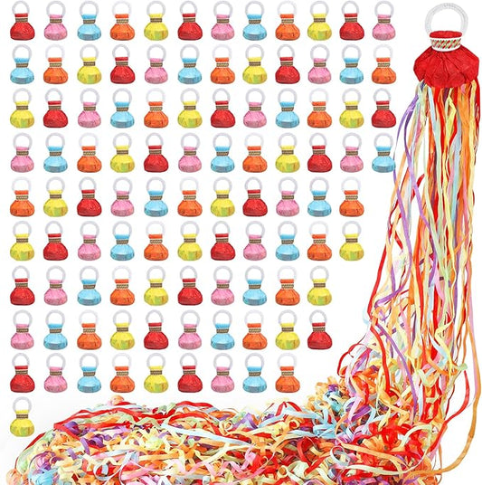 100 pack No Mess Streamers,Romantic Colorful Confetti Poppers,Colorful Hand Throw Party poppers for Birthday,Wedding,Celebrations,School Opening,Graduation,Retirement Party