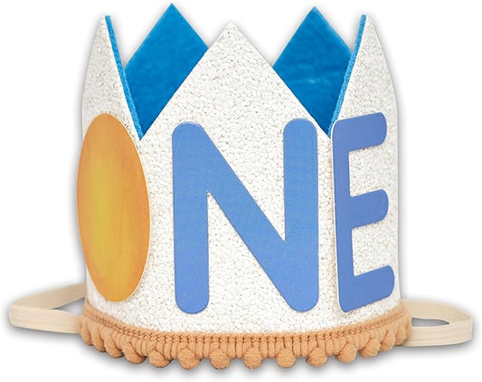 Gostman Outer Space One Crown - First Trip Around The Sun Themed Party Decoration,Sun One Birthday Party Decor