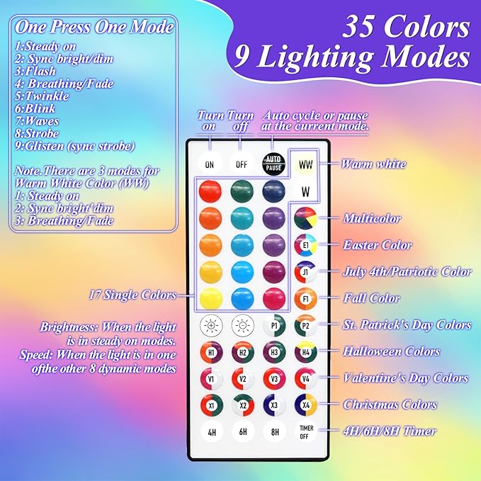 200 LED Christmas Lights Color Changing, 35 Colors 66FT 4th of July String Lights with Remote Timer, Connectable Waterproof Twinkle Lights Plug in for Xmas Tree Outdoor Holiday Wedding Party Decor