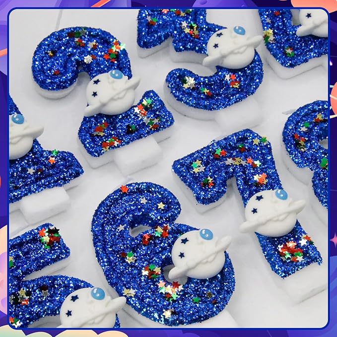 HXOUSE Spaceship Number 6 Birthday Candles - Outer Space Universe Birthday Candles for Cake, 6 Candle Topper for Anniversary Celebrations, Astronaut Rocket Party Decorations for Boys