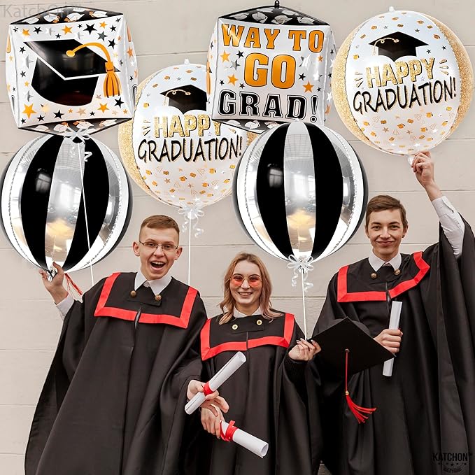 Graduation Decorations 2026 | XtraLarge Happy Graduation Balloons - Pack of 6, 22 Inch | Congrats Grad Balloon, Grad Party Decorations, Class of 2026, Graduation Foil Balloons, KatchOn