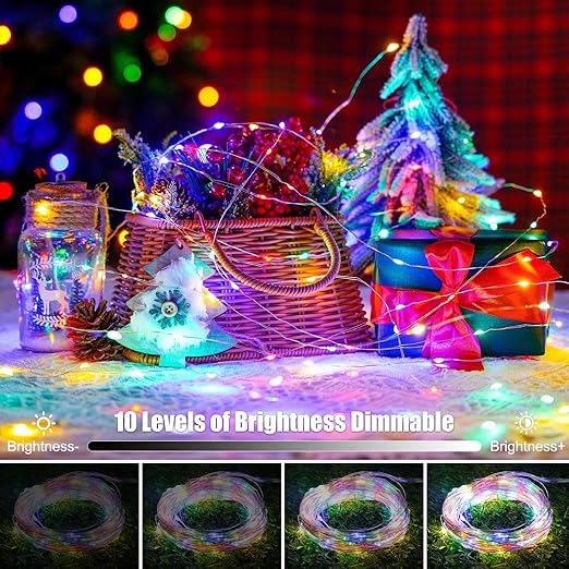 4 Pack Fairy Lights Battery Operated with Remote, 33FT 100LED Waterproof Twinkle String Lights with Timer & 8 Modes,for Indoor Outdoor Patio Garden Wedding Party Christmas Decor-Multicolor