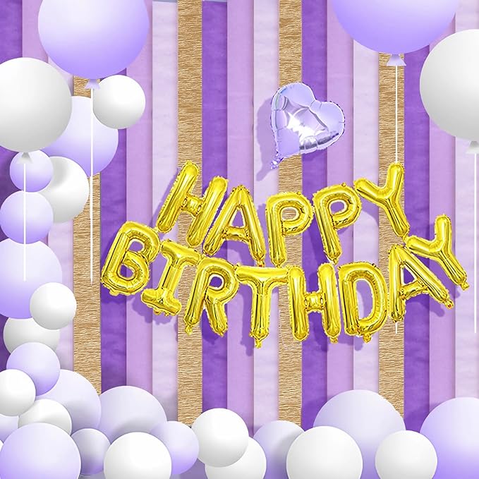 Purple Gold Party Decorations, 8 Rolls Purple Gold Crepe Paper Streamers, for Birthday Anniversary Bridal Shower Wedding Lavender Graduation Mardi Gras Decorations, 1.8 Inch x 82 Ft/Roll