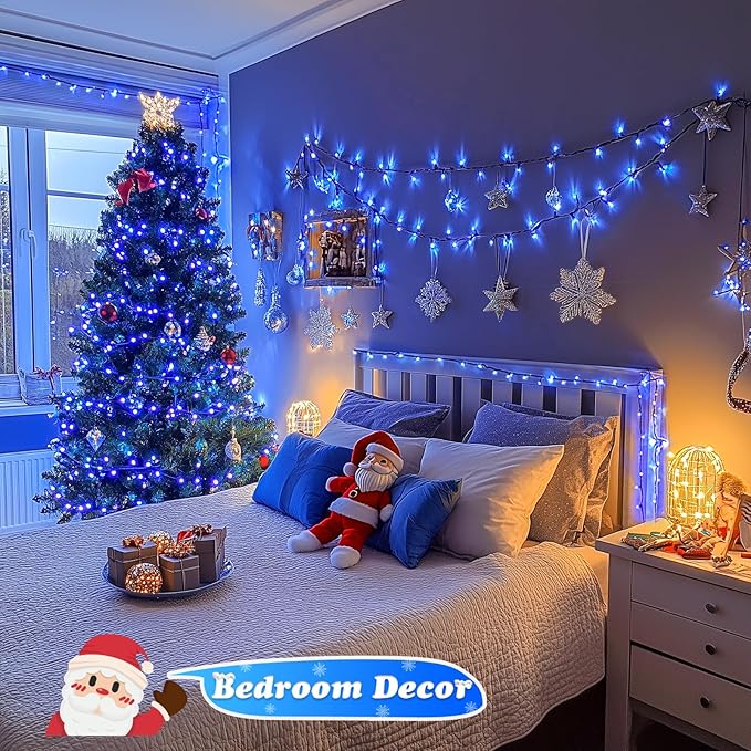 JMEXSUSS 500 LED Blue Christmas Lights Outdoor, 173ft 8 Modes Christmas String Lights, Waterproof Blue LED Tree Light Plug in for Indoor Party House Xmas Decor