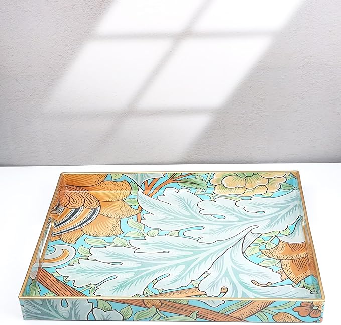 Spsyrine Serving Tray with Handles, Plastic Decorative Tray for Coffee Table, Living Room, Home Decor, Sunflower