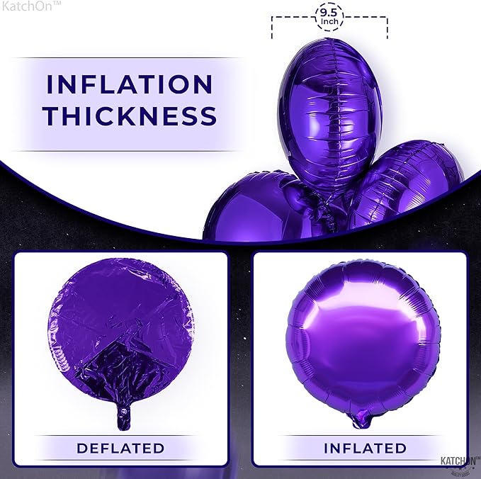 Katchon, Metallic Purple Mylar Balloons - 18 Inch, Pack Of 6 | Purple Foil Balloons for Halloween Decorations | Foil Balloon for Graduation Decorations 2026 | Unicorn, Mermaid Party Decorations