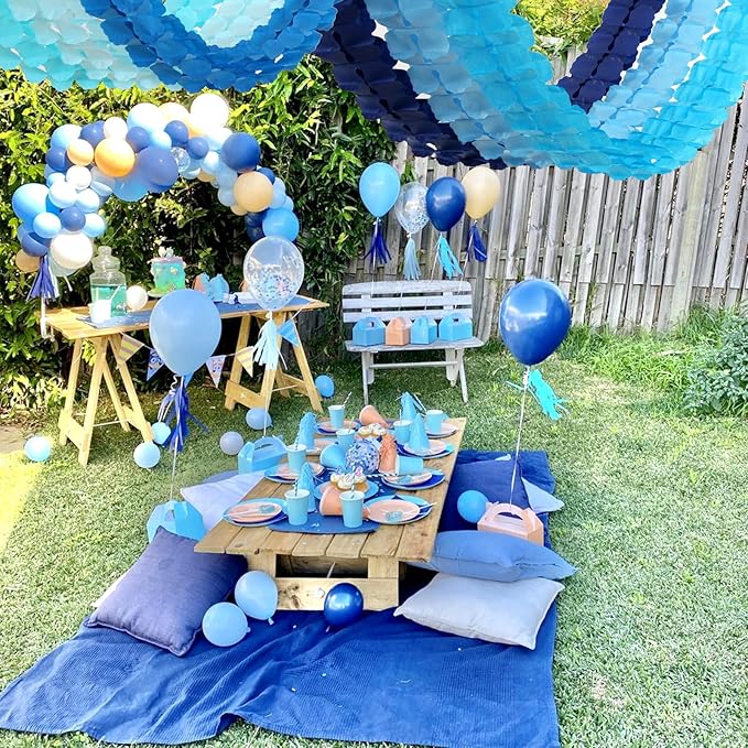 Baby-Royal Navy-Blue Party-Decorations Streamers Garland - 12pcs Boy Birthday Frozen Ocean Shower 4-Leaf Paper Clover Streamer, Bachelorette Bridal Wedding Engagement Banners Decor Ouruola
