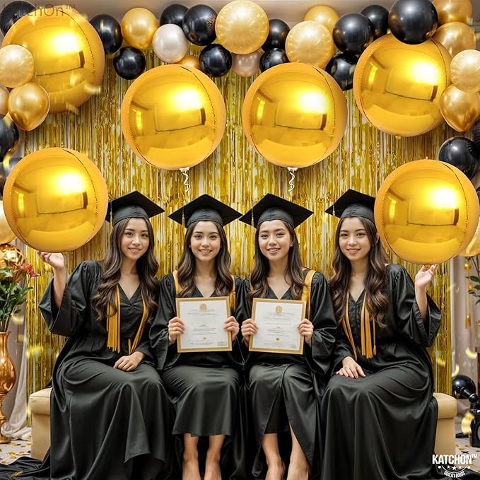 KatchOn, Gold Foil Balloons - Huge 22 Inch, Pack of 6 | Big Metallic Gold Balloons for Graduation Decorations 2026 | Golden Mylar Ballooon for Golden Birthday Party Decorations | Wedding, Engagement