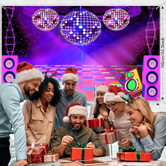 Dance Party Backdrop Retro 80s 90s Theme Stage Dance Ball Music Birthday Party Decoration DJ Photography Background 5X3 ft for Baby Shower Picture Photo Shoot Polyester Fabric, Green